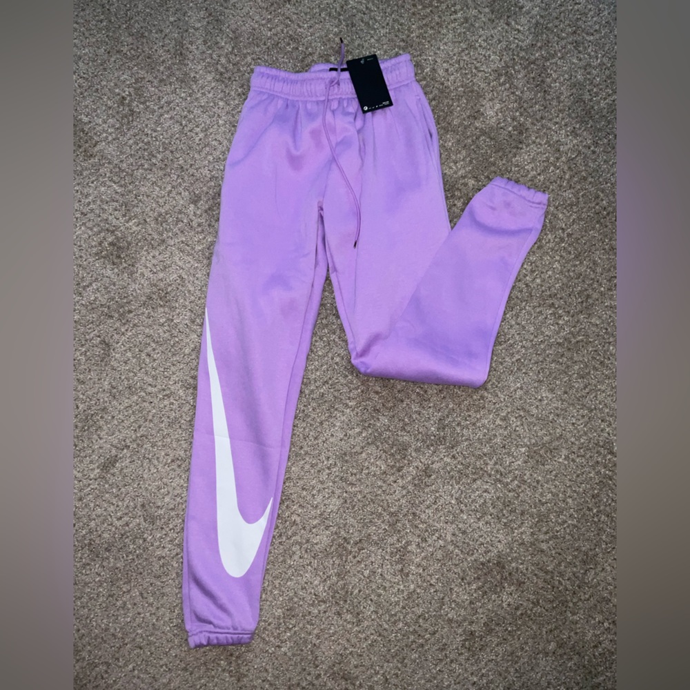 Nike Purple and White Sweatpants with Tapered Leg